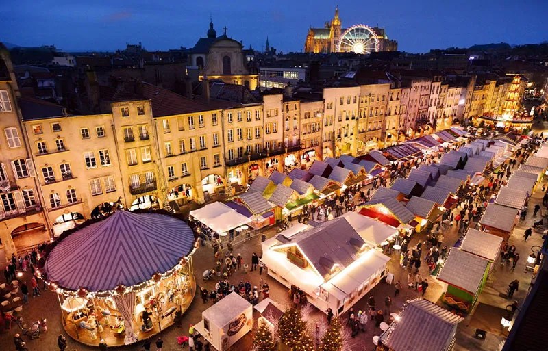 View of the Christmas market in Metz, northeaster France